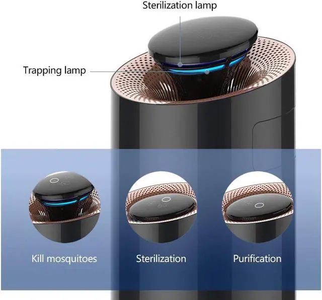 Alt view image 4 of 7 - 3 in 1 Air Purifier Air Purifier Filter Smart Mosquito Killer Odor Allergies Eliminator Insect Inhaler Lamp for Smokers sterilization mosquito trapping Dust Mold Home and Pets Air Cleaner Black