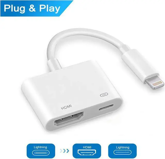 Main image of Lightning to HDMI Lightning Digital AV Adapter 1080P HDMI and Lightning Charging Port 2 in 1 Adapter Compatible with iPhone  iPad iPod Touch for HD TV Monitor Projector