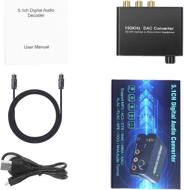 Alt view image 6 of 6 - Werleo Digital Audio Converter 192kHz DAC Supports Volume control Digital Coaxial SPDIF Toslink to Analog Stereo L/R RCA 3.5mm Jack Audio Adapter for HDTV, Blu-ray,PS3,XBOX 360,Home Cinema Systems AV