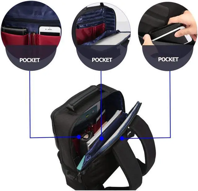 Alt view image 3 of 7 - Bopai Anti Theft Backpack Computer Rucksack Slim Business Laptop Backpack for Men Waterproof Travel Backpack with USB Charging Port Fits 15 Inch Laptop Notebook