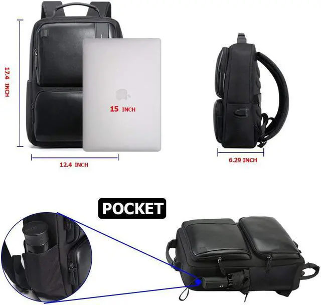 Alt view image 5 of 7 - Bopai Anti Theft Backpack Computer Rucksack Slim Business Laptop Backpack for Men Waterproof Travel Backpack with USB Charging Port Fits 15 Inch Laptop Notebook