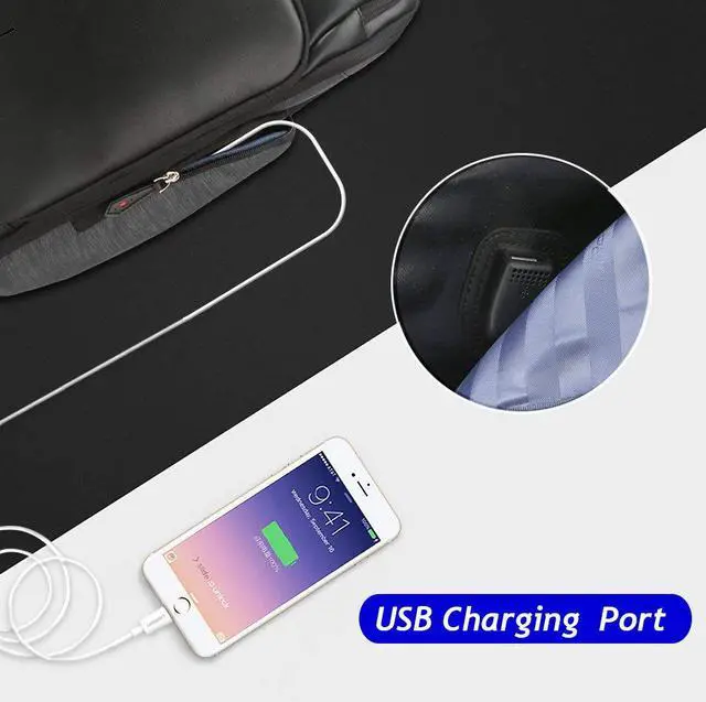 Alt view image 2 of 7 - Bopai Business 15.6 inch Laptop Backpack Invisible Water Bottle Pocket Anti-theft Laptop Rucksack USB Charging Port and Anti-explosion Zipper Water Resistant Travel Anti-thief Men Backpack Black