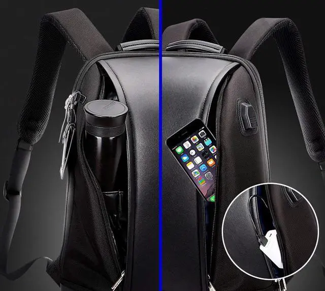 Alt view image 3 of 7 - Bopai Business 15.6 inch Laptop Backpack Travel Bag Invisible Water Bottle Pocket Anti-theft Laptop Rucksack with USB Charging Port and Anti-explosion Zipper Water Resistant Travel Anti-thief Men Back