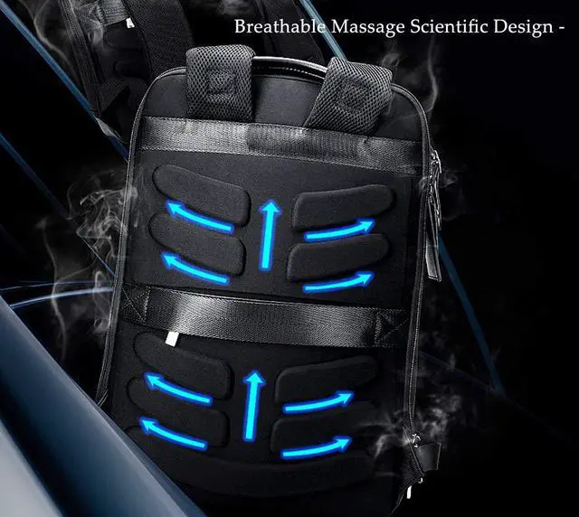 Alt view image 6 of 7 - Bopai Business Backpack Invisible Anti theft Backpack with USB Charging Port Travel Rucksack 15.6 inch Laptop/MacBook Pro Water-Resistant Computer Backpack for men, Black
