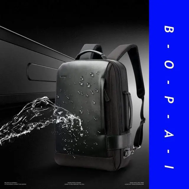 Alt view image 7 of 7 - Bopai Business 15.6 inch Laptop Backpack Intelligent Increase Compartment Invisible Anti-theft Laptop Rucksack USB Charging and Water Resistant College Travel Men Backpack, Black