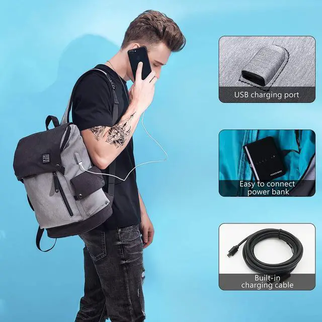 Alt view image 5 of 7 - Business Laptop Backpack for Men Women Anti theft water Resistant Travel bag School College Backpack fits up to 15.6 Inch Notebook Computer Backpack with USB Charging Port