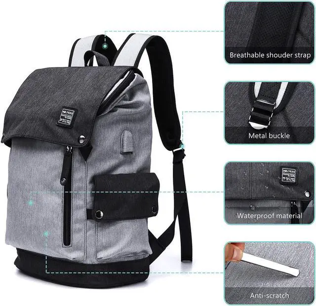 Alt view image 3 of 7 - Business Laptop Backpack for Men Women Anti theft water Resistant Travel bag School College Backpack fits up to 15.6 Inch Notebook Computer Backpack with USB Charging Port