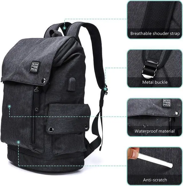 Alt view image 4 of 7 - Business Laptop Backpack for Men Women Anti theft Tear/Water Resistant Travel Bag School/College Backpack fits up to 15.6 Inch Notebook Computer USB Charging Backpack