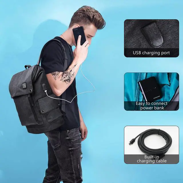 Alt view image 2 of 7 - Business Laptop Backpack for Men Women Anti theft Tear/Water Resistant Travel Bag School/College Backpack fits up to 15.6 Inch Notebook Computer USB Charging Backpack
