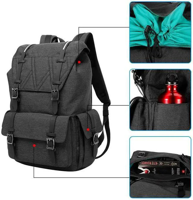 Alt view image 5 of 7 - Werleo Water Resistant Laptop Bag Anti-Theft Travel Bag Large Capacity Shoulder Daypack School Backpack Black