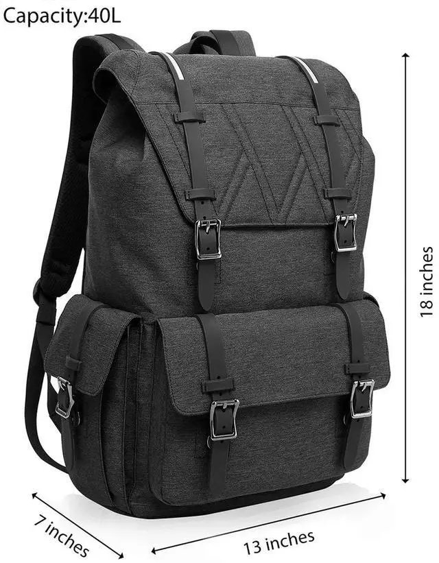 Alt view image 2 of 7 - Werleo Water Resistant Laptop Bag Anti-Theft Travel Bag Large Capacity Shoulder Daypack School Backpack Black