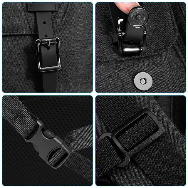 Alt view image 7 of 7 - Werleo Water Resistant Laptop Bag Anti-Theft Travel Bag Large Capacity Shoulder Daypack School Backpack Black