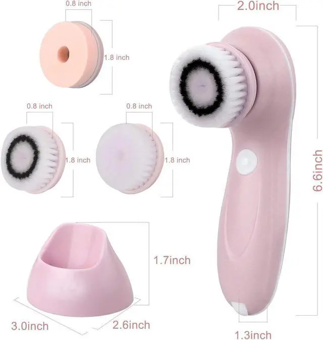Alt view image 3 of 7 - Facial Cleanser Brush 3 in 1 Electric Rotating Facial Cleansing Brush USB Rechargeable Sonic Face Cleaners Scrubber SPA Skin Care Tool Beauty Instrument