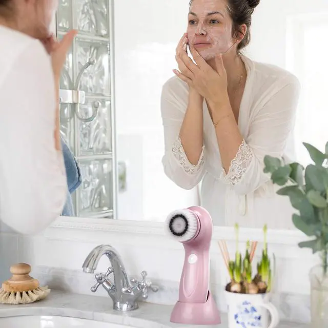 Alt view image 7 of 7 - Facial Cleanser Brush 3 in 1 Electric Rotating Facial Cleansing Brush USB Rechargeable Sonic Face Cleaners Scrubber SPA Skin Care Tool Beauty Instrument