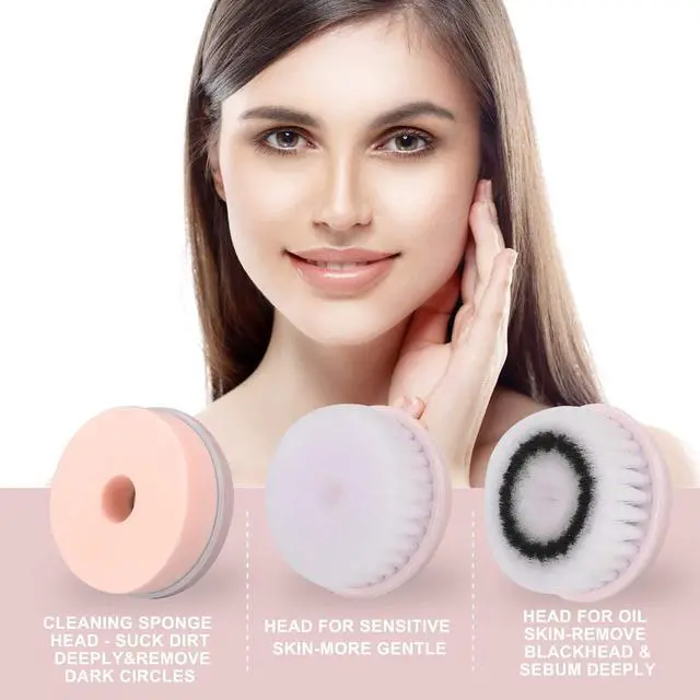 Alt view image 5 of 7 - Facial Cleanser Brush 3 in 1 Electric Rotating Facial Cleansing Brush USB Rechargeable Sonic Face Cleaners Scrubber SPA Skin Care Tool Beauty Instrument
