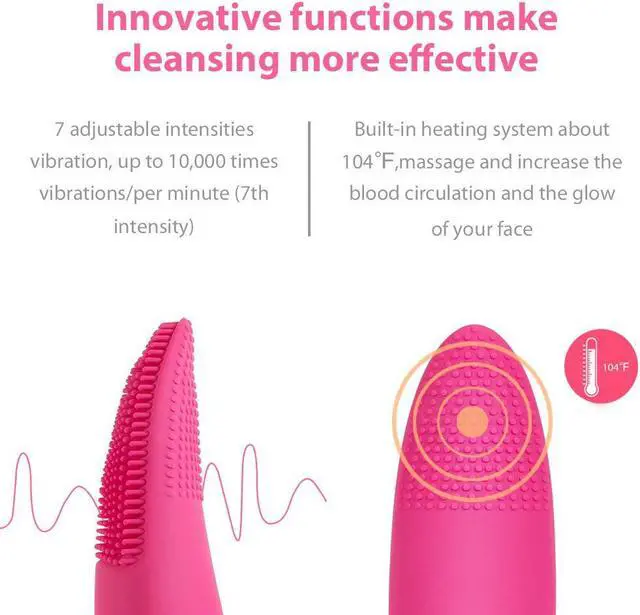 Alt view image 4 of 7 - Sonic Face Brush Waterproof Facial Cleansing Brush with 7 Speeds Thermal Spa for Gentle Exfoliating Removing Blackhead