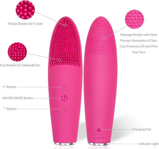 Alt view image 5 of 7 - Sonic Face Brush Waterproof Facial Cleansing Brush with 7 Speeds Thermal Spa for Gentle Exfoliating Removing Blackhead