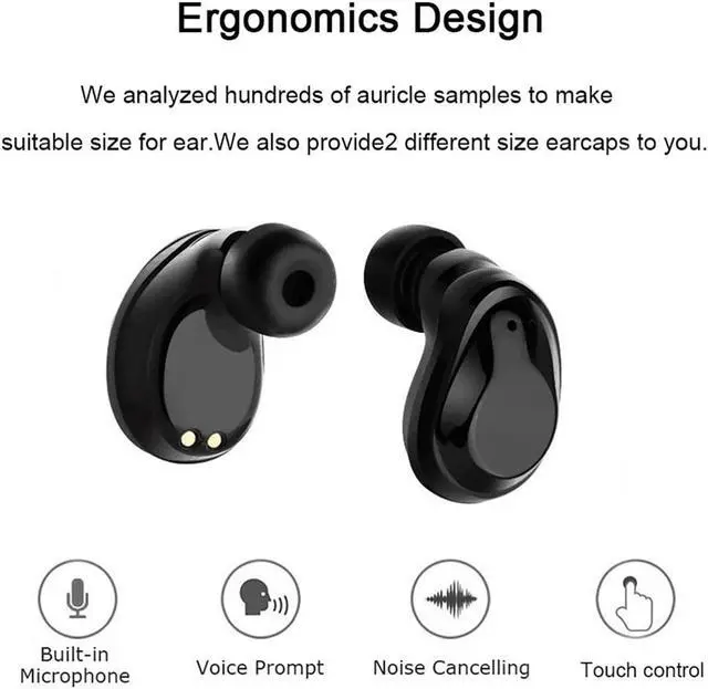Alt view image 3 of 7 - Wireless Earbuds Touch Control Bluetooth Headphones Mini Earphones With Charging Case Built-in Mic Sports Sweatproof Noise Cancelling In-Ear Sports Headset For iPhone Samsung iPad Android Phone