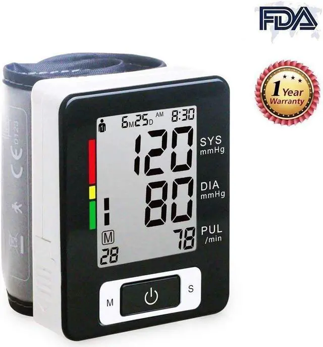 Main image of Wrist Blood Pressure Monitor, Digital BP Monitor with Memory Storage Intelligent LCD Display Automatically Measure Pulse Diastolic Systolic and Shows Hypertension Level