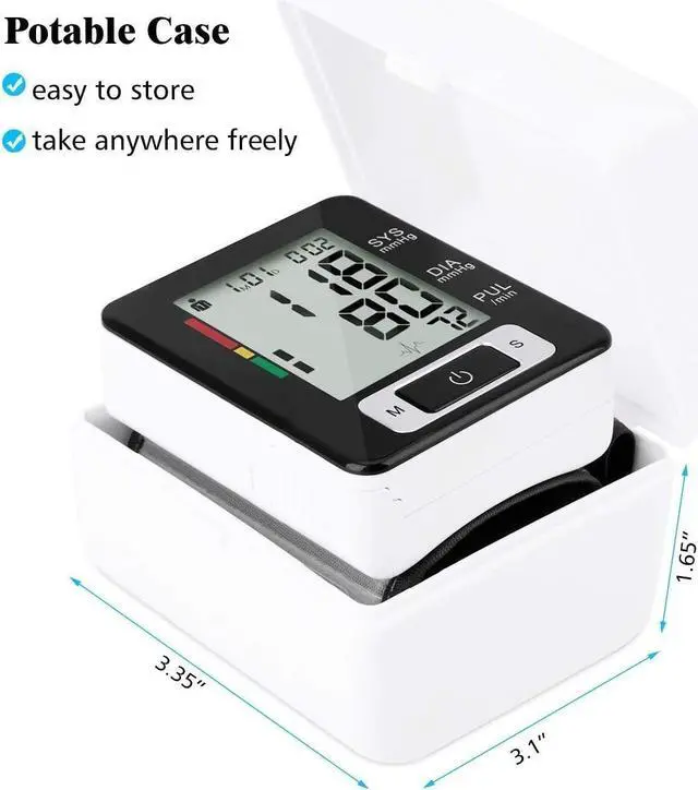 Alt view image 3 of 6 - Wrist Blood Pressure Monitor, Digital BP Monitor with Memory Storage Intelligent LCD Display Automatically Measure Pulse Diastolic Systolic and Shows Hypertension Level