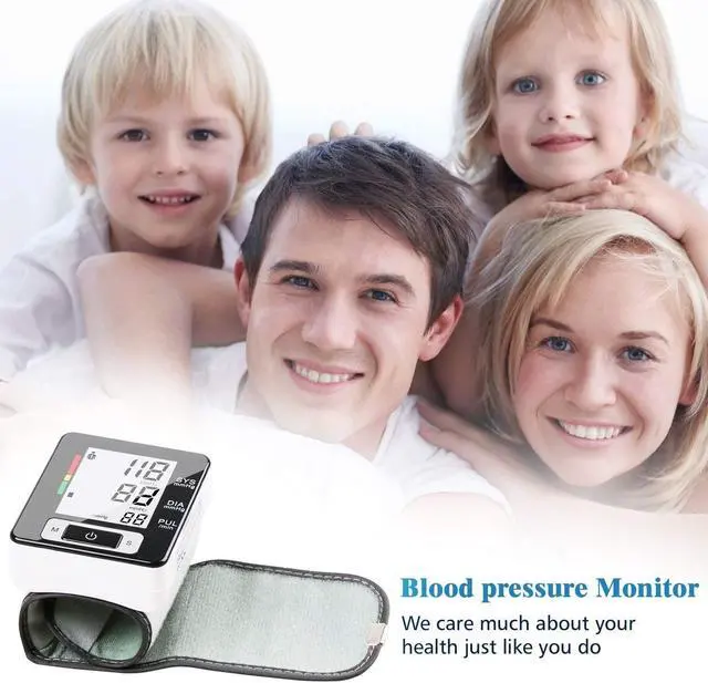 Alt view image 6 of 6 - Wrist Blood Pressure Monitor, Digital BP Monitor with Memory Storage Intelligent LCD Display Automatically Measure Pulse Diastolic Systolic and Shows Hypertension Level