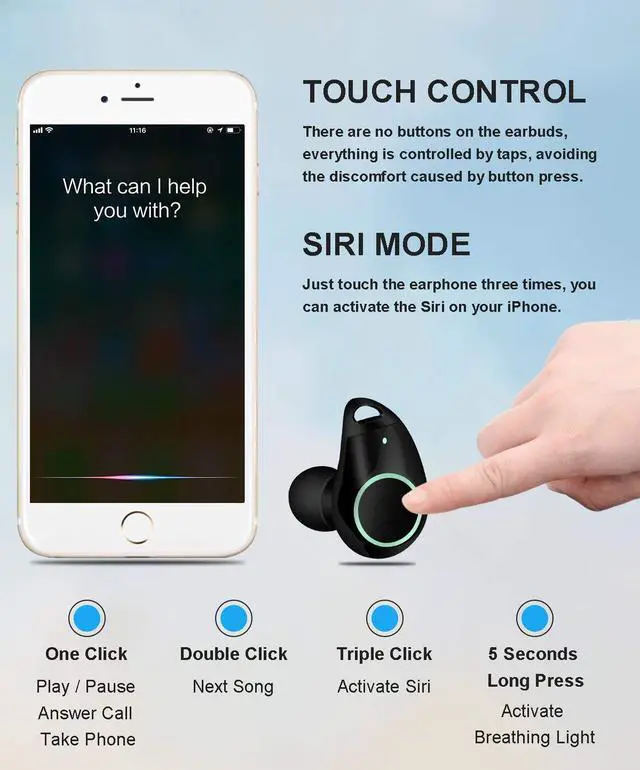 Alt view image 3 of 4 - Werleo Bluetooth Wireless Earbuds with 800mAh Charging Box Touch Control Sports Earphones In-Ear IPX5 Waterproof HD Stereo Sweatproof Wireless Headphones Headset with Built-in Mic