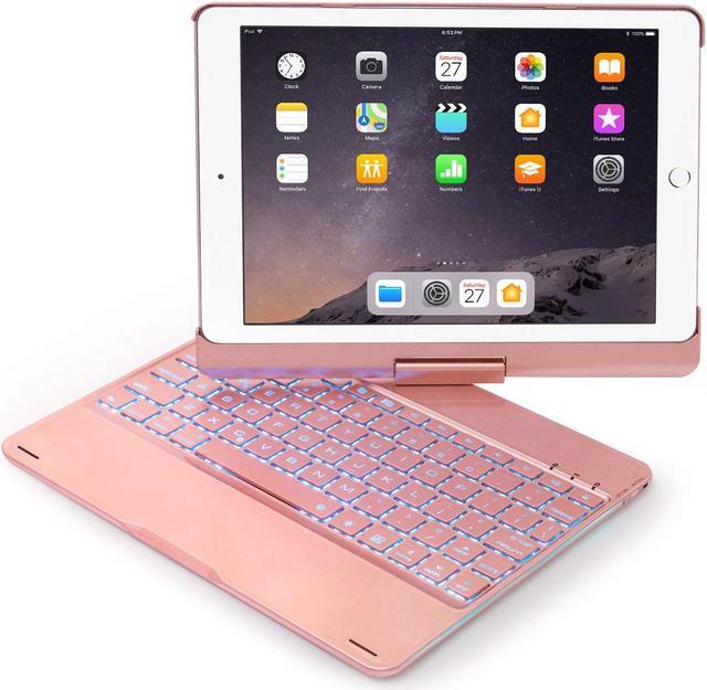 Main image of Smart Keyboard Case 360° Rotating Back Cover Aluminum Bluetooth Wirless Keyboard Case 7 Colors Backlit Folio Case Cover For Apple iPad 2017 5th Gen 2018 New iPad 6th Gen iPad Air Air2 iPad Pro 9.7