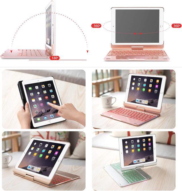 Alt view image 2 of 7 - Smart Keyboard Case 360° Rotating Back Cover Aluminum Bluetooth Wirless Keyboard Case 7 Colors Backlit Folio Case Cover For Apple iPad 2017 5th Gen 2018 New iPad 6th Gen iPad Air Air2 iPad Pro 9.7