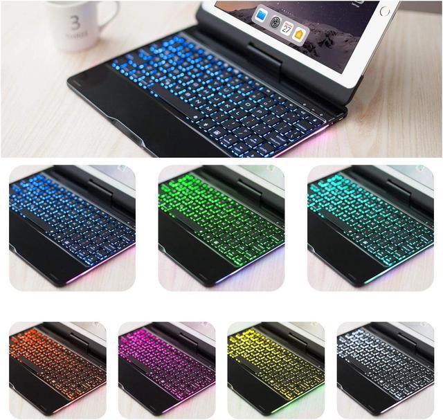 Alt view image 3 of 7 - Smart Keyboard Case 360° Rotating Back Cover Aluminum Bluetooth Wirless Keyboard Case 7 Colors Backlit Folio Case Cover For Apple iPad 2017 5th Gen 2018 New iPad 6th Gen iPad Air Air2 iPad Pro 9.7