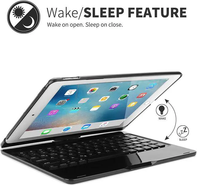 Alt view image 6 of 7 - Aluminum New iPad 9.7 Keyboard Case 2017 2018 7 Color Backlit Keyboard Case Cover 360 Rotate Smart Keyboard Case with Auto Wake Sleep for iPad pro 9.7 New iPad 2018 ipad 2017 iPad Air Air 2
