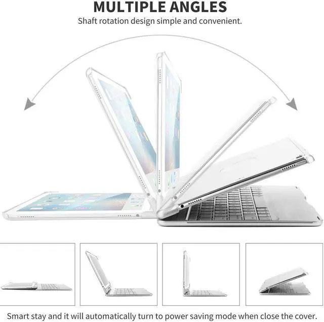 Alt view image 4 of 7 - Aluminum New iPad 9.7 Keyboard Case 2017 2018 / 7 Color Backlit Keyboard Case Cover 360 Rotate Smart Keyboard Case with Auto Wake Sleep for iPad pro 9.7 New iPad 2018 ipad 2017 iPad Air Air 2