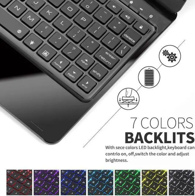 Alt view image 6 of 7 - New iPad Pro 10.5 Keyboard Case Protective Ultra Slim Hard Folio Case 360 Rotate Smart Cover with 7 Colors Backlit Auto Wake Sleep Wireless Bluetooth Keyboard for iPad Pro 10.5 inch Model A1701A1709
