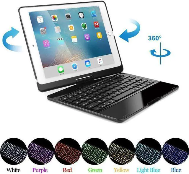 Alt view image 2 of 7 - New iPad Pro 10.5 Keyboard Case Protective Ultra Slim Hard Folio Case 360 Rotate Smart Cover with 7 Colors Backlit Auto Wake Sleep Wireless Bluetooth Keyboard for iPad Pro 10.5 inch Model A1701A1709