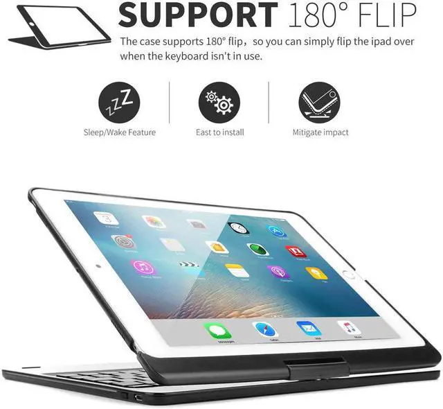 Alt view image 3 of 7 - New iPad Pro 10.5 Keyboard Case Protective Ultra Slim Hard Folio Case 360 Rotate Smart Cover with 7 Colors Backlit Auto Wake Sleep Wireless Bluetooth Keyboard for iPad Pro 10.5 inch Model A1701A1709