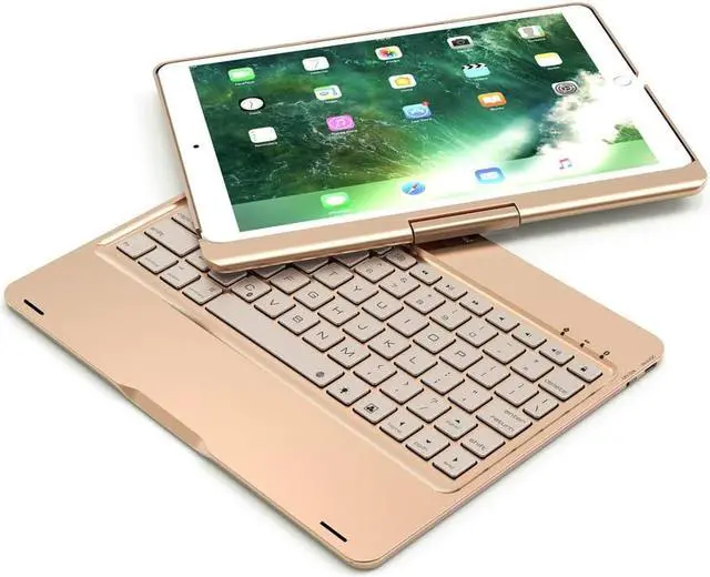 Alt view image 6 of 7 - New iPad Pro 10.5 Keyboard Case Protective Ultra Slim Hard Folio Case 360 Rotate Smart Cover with 7 Colors Backlit Auto Wake Sleep Wireless Bluetooth Keyboard for iPad Pro 10.5 inch Model A1701A1709