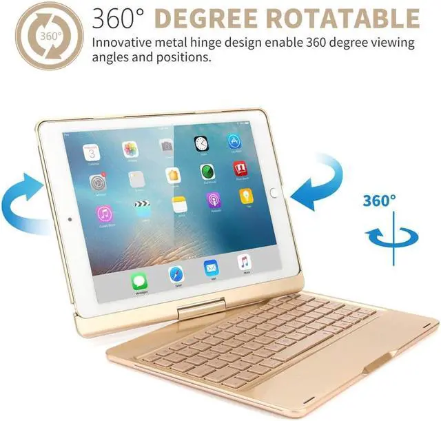 Alt view image 5 of 7 - New iPad Pro 10.5 Keyboard Case Protective Ultra Slim Hard Folio Case 360 Rotate Smart Cover with 7 Colors Backlit Auto Wake Sleep Wireless Bluetooth Keyboard for iPad Pro 10.5 inch Model A1701A1709