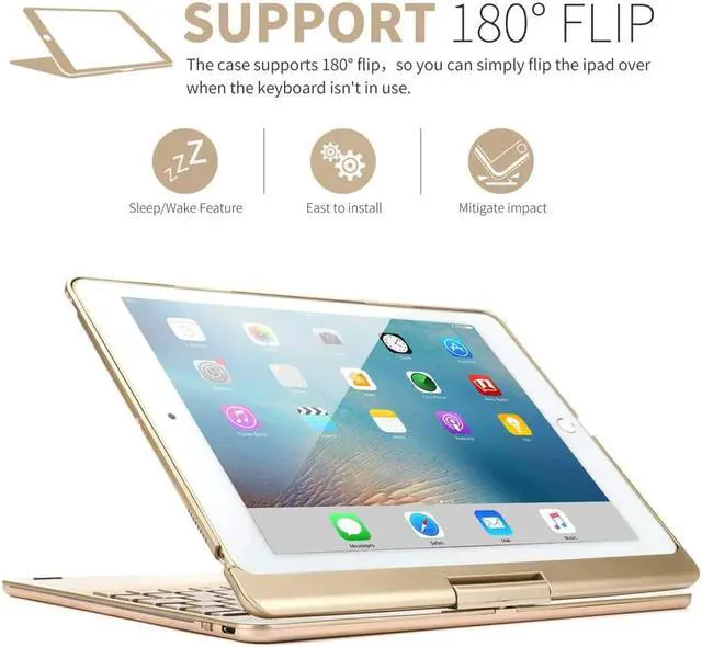 Alt view image 2 of 7 - New iPad Pro 10.5 Keyboard Case Protective Ultra Slim Hard Folio Case 360 Rotate Smart Cover with 7 Colors Backlit Auto Wake Sleep Wireless Bluetooth Keyboard for iPad Pro 10.5 inch Model A1701A1709