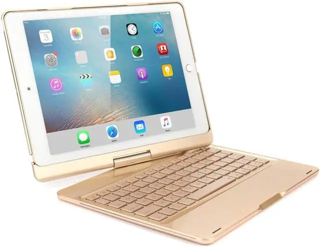 Alt view image 7 of 7 - New iPad Pro 10.5 Keyboard Case Protective Ultra Slim Hard Folio Case 360 Rotate Smart Cover with 7 Colors Backlit Auto Wake Sleep Wireless Bluetooth Keyboard for iPad Pro 10.5 inch Model A1701A1709