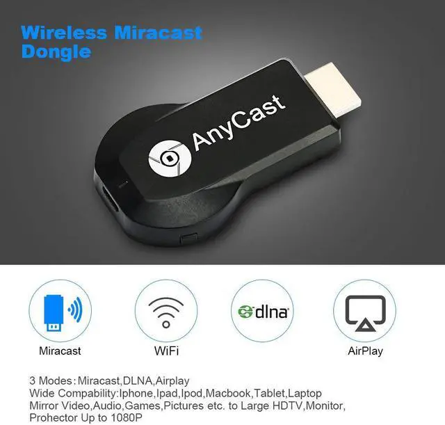 Alt view image 2 of 7 - Miracast Wireless Display Adapter High Speed 1080P Hdmi Miracast DongleTV Receiver Stick Toneseas Streaming Media Player DLNA Airplay for iPhone iPad Macbook Laptop Samsung Android Smart Phones