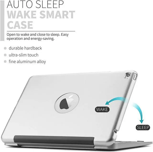 Alt view image 2 of 7 - Slim iPad Mini 4 Case with Keyboard Aluminium Wireless Bluetooth Keyboard Case with Folding Stand Smart Folio Cover Shell For Apple iPad Mini 4th Gen 2015 Release Model A1538 A1550
