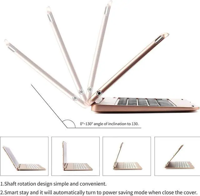 Alt view image 3 of 7 - Slim iPad Mini 4 Case with Keyboard Aluminium Wireless Bluetooth Keyboard Case with Folding Stand Smart Folio Cover Shell For Apple iPad Mini 4th Gen 2015 Release Model A1538 A1550