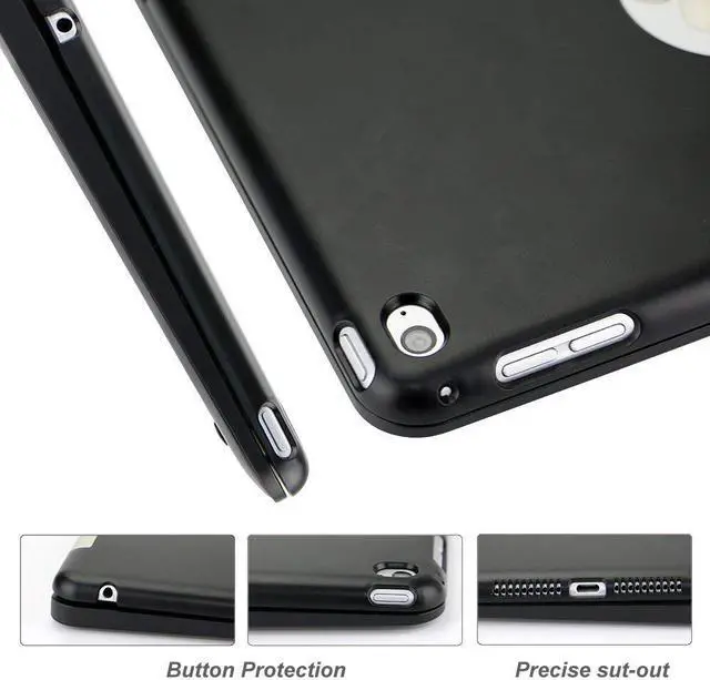 Alt view image 3 of 7 - Slim iPad Mini 4 Case with Keyboard Aluminium Wireless Bluetooth Keyboard Case with Folding Stand Smart Folio Cover Shell For Apple iPad Mini 4th Gen 2015 Release Model A1538 A1550