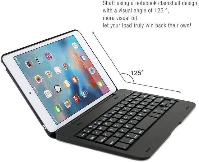 Alt view image 6 of 7 - Slim iPad Mini 4 Case with Keyboard Aluminium Wireless Bluetooth Keyboard Case with Folding Stand Smart Folio Cover Shell For Apple iPad Mini 4th Gen 2015 Release Model A1538 A1550