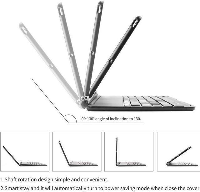 Alt view image 4 of 7 - New iPad 9.7 Keyboard Case Protective Folio Utra Slim Hard Shell Smart Cover with 7 Colors Backlit Bluetooth Keyboard for Apple iPad 9.7 2017 2018 / iPad 6th Generation iPad 5th Generation iPad Air