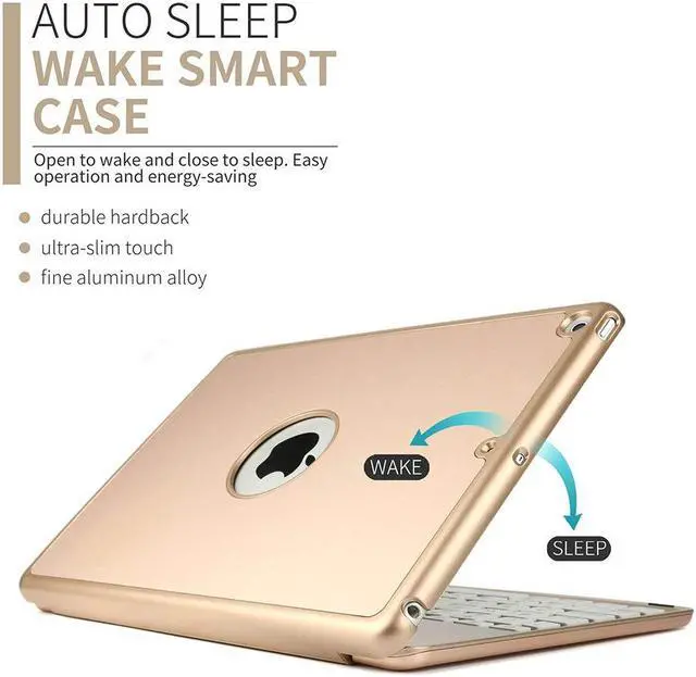 Alt view image 3 of 7 - New iPad 9.7 Keyboard Case Protective Folio Utra Slim Hard Shell Smart Cover with 7 Colors Backlit Bluetooth Keyboard for Apple iPad 9.7 2017 2018 iPad 6th Generation iPad 5th Generation iPad Air