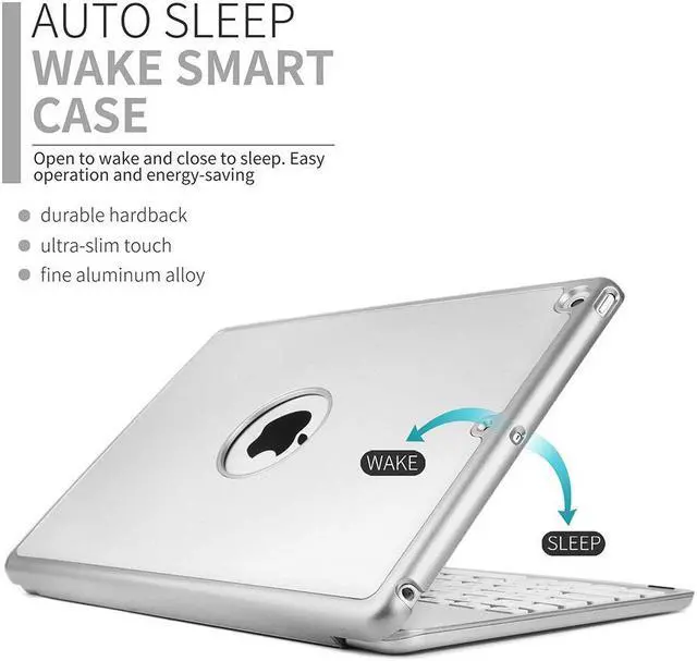 Alt view image 2 of 7 - New iPad 9.7 Keyboard Case Protective Folio Utra Slim Hard Shell Smart Cover with 7 Colors Backlit Bluetooth Keyboard for Apple iPad 9.7 2017 2018 iPad 6th Generation iPad 5th Generation iPad Air