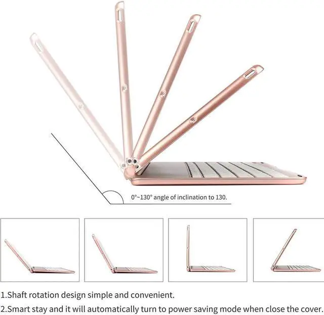 Alt view image 4 of 7 - New iPad 9.7 Keyboard Case Protective Folio Utra Slim Hard Shell Smart Cover with 7 Colors Backlit Bluetooth Keyboard for Apple iPad 9.7 2017 2018 iPad 6th Generation iPad 5th Generation iPad Air