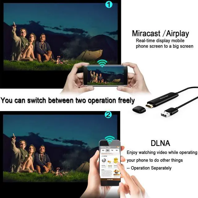 Alt view image 3 of 7 - 5G WiFi Display Dongle for TV Full HD 1080P Screen Mirroring Wireless HDMI Display Adapter Airplay DLNA Miracast Dongle for Android Smartphone Tablet Apple iPhone iPad Pixel Nexus