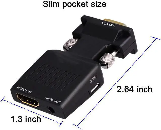 Alt view image 4 of 7 - Werleo HDMI Female to VGA Male Adapter,HDMI to VGA Converter 1080P with 3.5mm Audio Output Port Portable HDMI Connector for Laptop PC HDTV Projectors and Other HDMI Input Devices Black - HDMI TO VGA