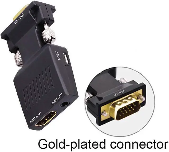 Alt view image 7 of 7 - Werleo HDMI Female to VGA Male Adapter,HDMI to VGA Converter 1080P with 3.5mm Audio Output Port Portable HDMI Connector for Laptop PC HDTV Projectors and Other HDMI Input Devices Black - HDMI TO VGA